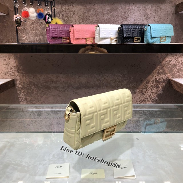 FENDI精品女包 芬迪BAGUETTE中號羊皮手袋 Fendi 0191M迷你肩背斜挎包 fdzg2532